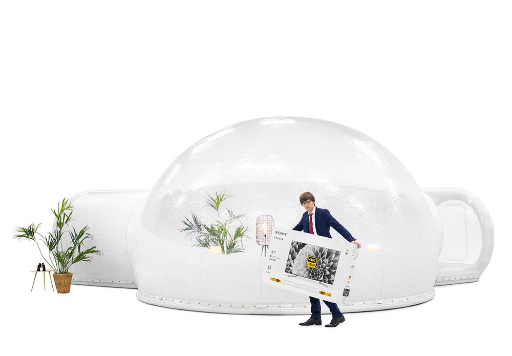 Modularer Sichtschutzkuppel 5m + Transparenter Zugangstunnel + Geschlossene Kabine